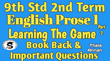 Sachin Tendulkar 🏏 9th Std 2nd Term English Learning The Game | BookBack & Important Q&A @thalaannan