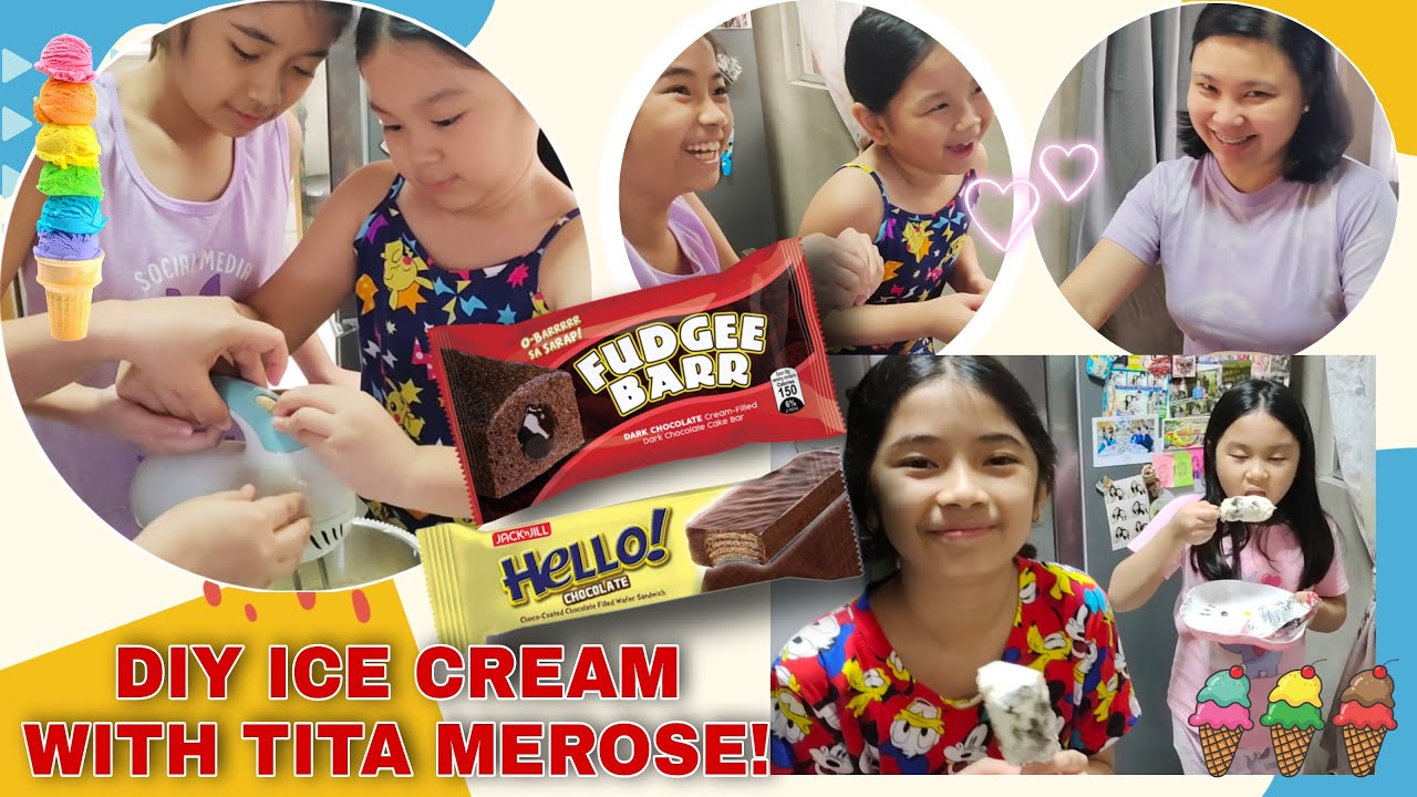 Fudgee Bar & Hello!🥰 DIY ICE CREAM with Tita Merose! #icecream #diy #fudgeebar #hello #yummy #fun