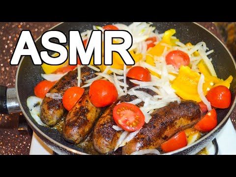 ASMR Cooking Pan Fryed Sausage | NO TALKING ASMR | How to fry Sausage with Onions tomato and Paprika | COOKZILLA