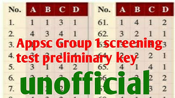 Appsc Group 1 screening test preliminary key unofficial|ap group1