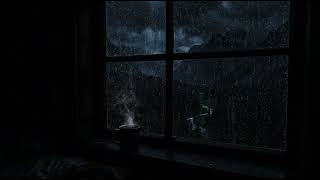 Heavy Night Rain Falling Outside Window | Cozy Lamp Glow &amp; Rain Sounds for Instant Sleep ASMR 4K
