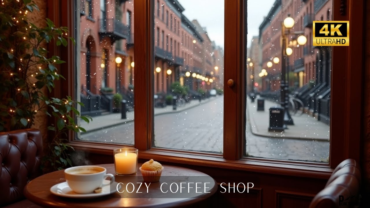 Cozy Coffee Shop Window View & Rainy: One Hour of Smooth Jazz Music