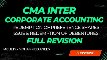CMA Inter | Corporate Accounting | Redemption of Preference Shares, Issue & Redemption of Debenture