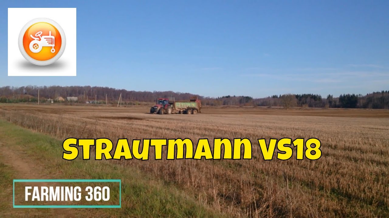Strautmann VS18 manure spreader working with Case IH MXM 155