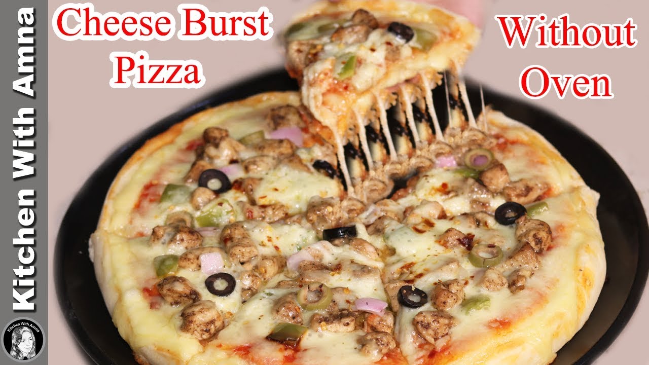 Cheese Burst Pizza Recipe Without Oven | Cheese Burst Pizza | Kitchen With Amna