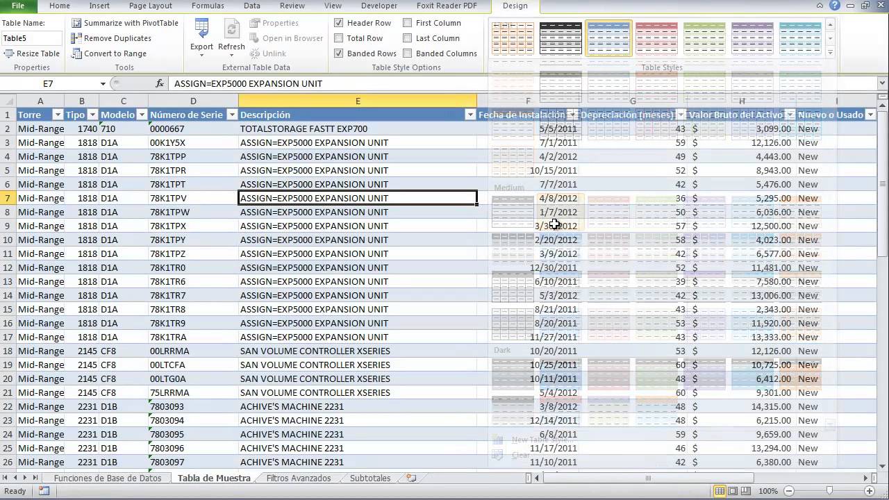 Excel: Introducción a Tablas excellent synonym