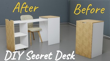 Smart And Stylish Secret Folding Desk Woodworking // Perfect for Small Spaces
