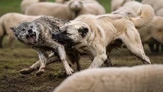 Sheep Dog Attacks Wolf to Protect Sheep!!!