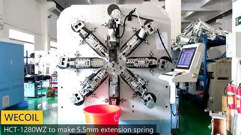 HCT-1280WZ, 3.0-8.0mm camless spring machine to make 5.5mm tension spring, WhatsApp:+8613416835050.