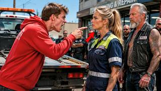 Boxer’s Son Picked the Wrong Tow Truck Driver — She Was the Hidden Leader of Hells Angels Boxer’s Son Picked the Wrong Tow Truck Driver — She Was the Hidden Leader of Hells Angels