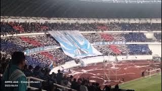 aksi koreo panser biru saat PSIS VS AREMA  di stadion jatidiri.