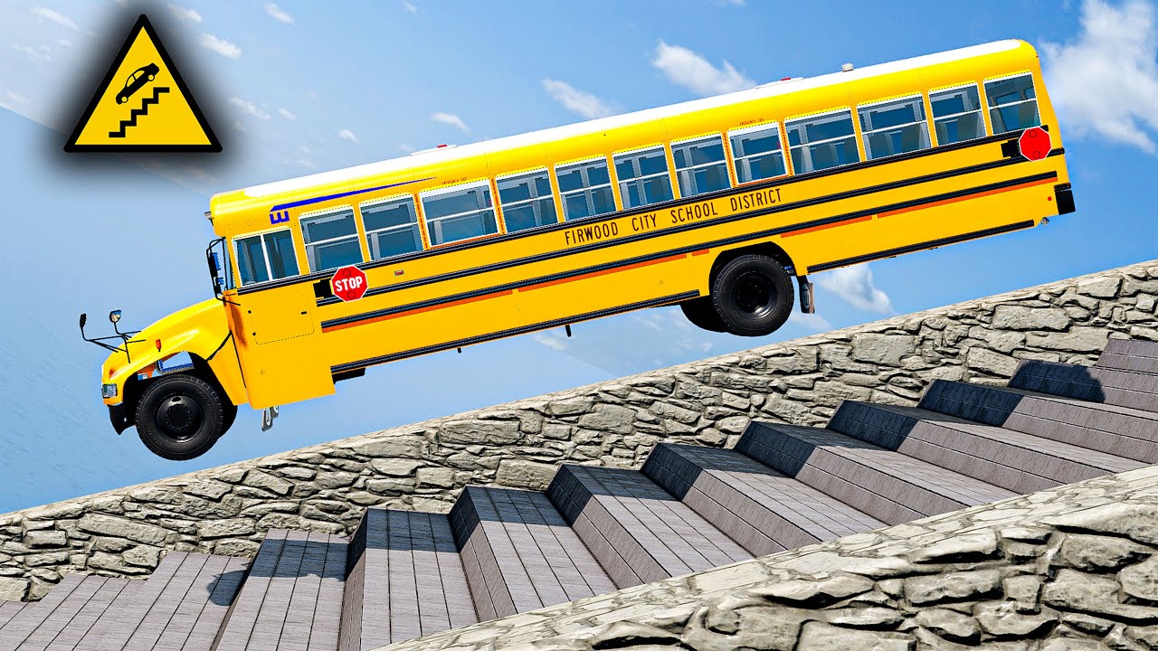 Cars vs Stairs – Brutal Drops, Broken Axles & Total Wrecks #beamngdrive