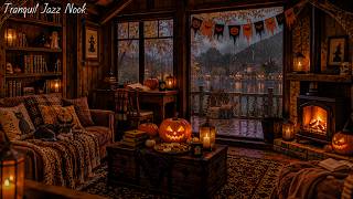 Quiet Fall Reading Nook by the Window | Gentle Rain, Fireside Glow & Smooth Jazz for Study & Reading