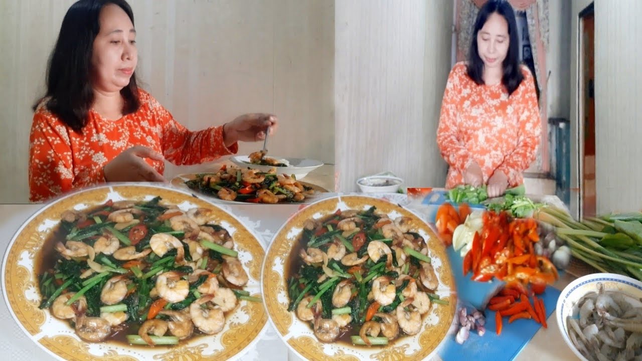 enak banget bikin nambah nasi terus, masak tumis sawi hijau dan udang, masakan sehari hari