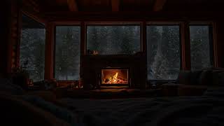 Snow Falling Around a Cozy Winter Cabin with Soft Fireplace Ambience for Relaxing Sleep screenshot 4
