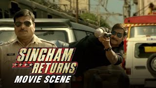 Ajay Devgn Saves Anupam Kher | Singham Returns | Movie Scene