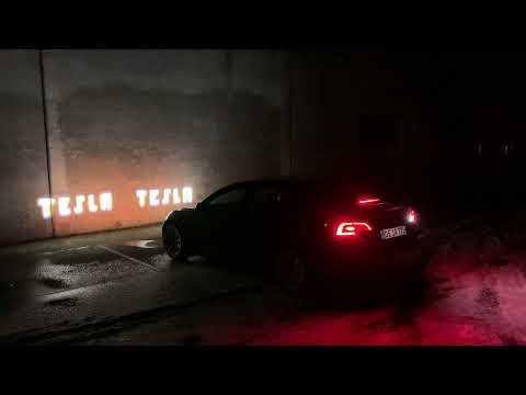 Tesla model 3 light show with matrix LED headlights