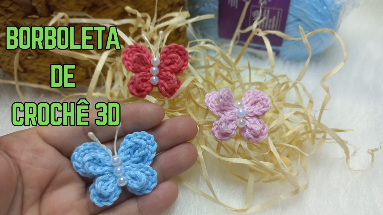 Borboleta de Crochê 3D: Passo a Passo para Aplicação🦋