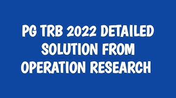 pg trb 2022 important problem from operation research con:9384686847
