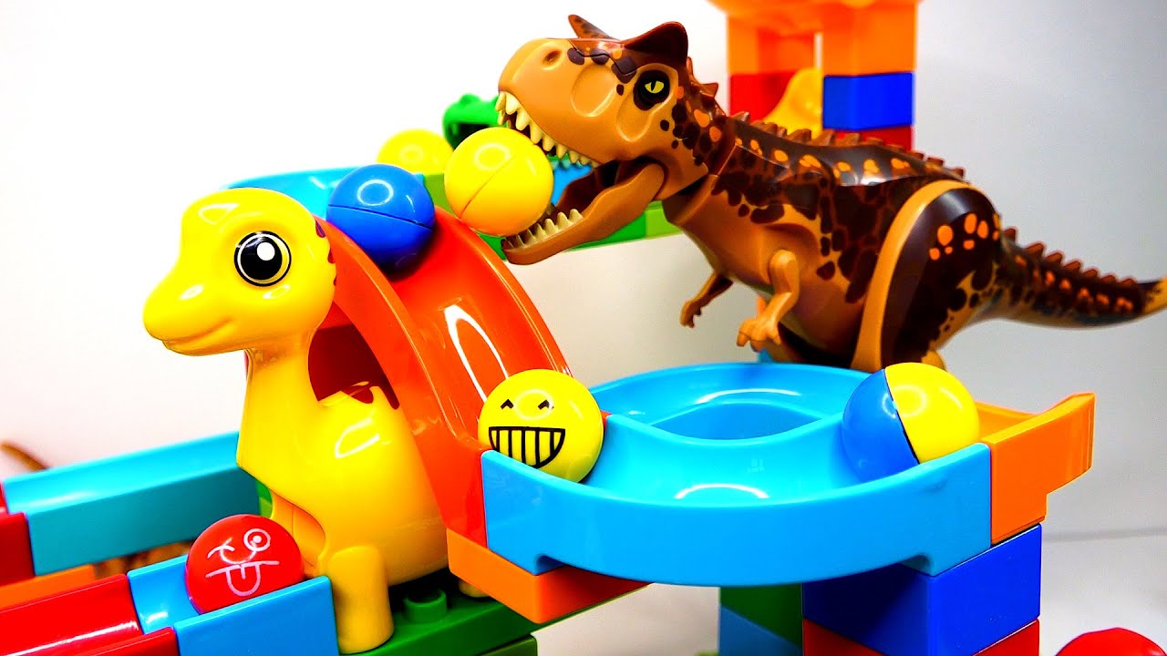 Dinosaur Marble Run Course ☆ Satisfying Building Block coaster YouTube