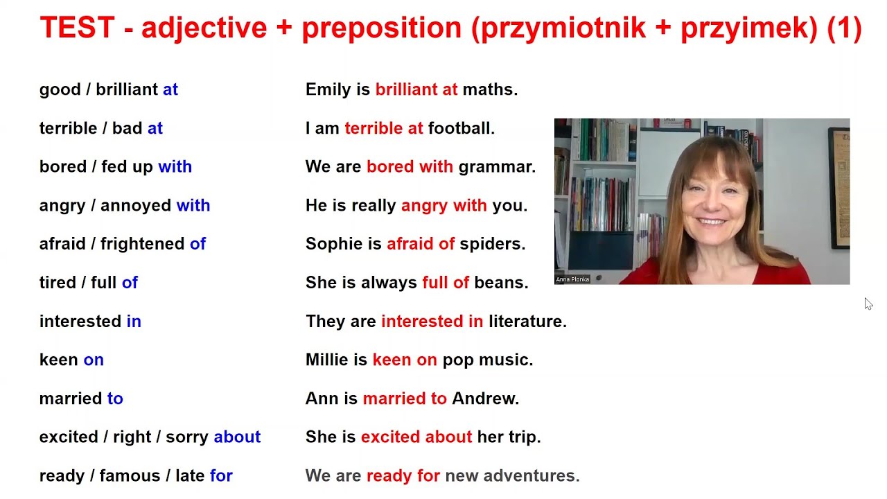 Przyimek I Spójnik Sprawdzian Klasa 4 Chomikuj TEST - Słownictwo: Adjective + preposition (Przymiotnik + przyimek