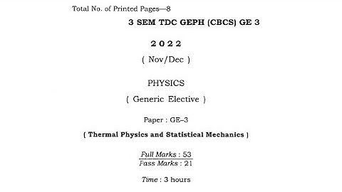 Bsc 3rd sem physics generic question paper 2022 Dibrugarh University CBCS