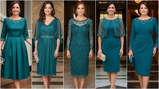 Midi Mother of The Bride Dresses in Teal Color - Bride's Mom Wedding Wear for 2025