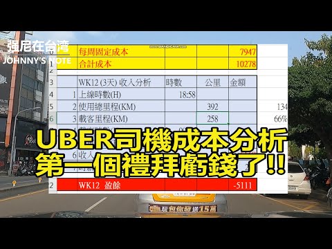 UBER司機成本分析, 第一個禮拜虧錢了!! WK12周記#多元計程車#司機收入#如何加入UBER