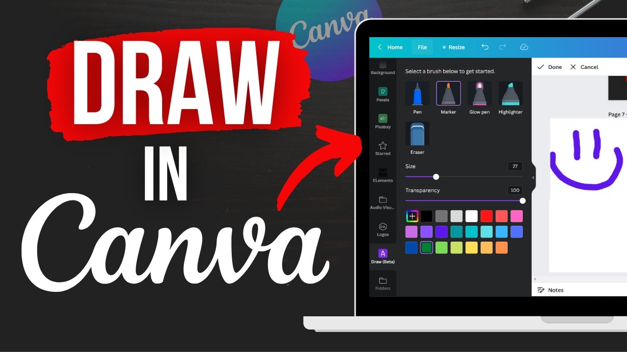 HOW TO DRAW IN CANVA NEW FREE HAND BRUSH TOOL YouTube