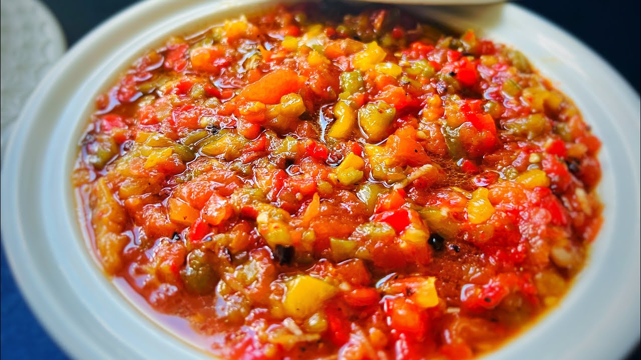 Salade de poivrons et tomates grillés (mechouia) façon Marocaine 🇲🇦