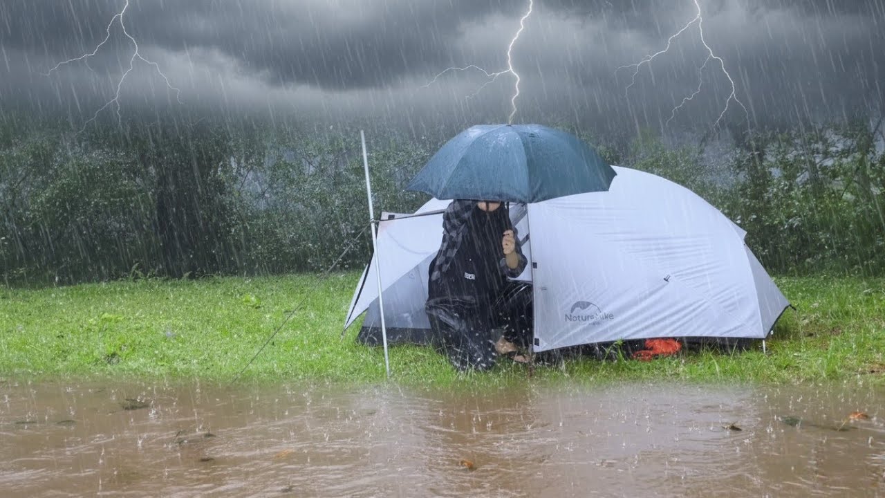 HIT BY HEAVY RAIN CAMPING AND THUNDERSTORM‼️DEEP SLEEPING IN A COZY TENT‼️