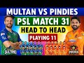 Pindiz vs Multan Sultans Match 31 PSL 2026 – Schedule, Venue, Time Table &amp; Playing XI