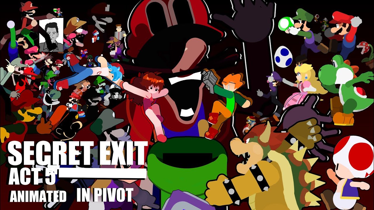 SECRET EXIT Act 5 but it's Animated (MMv2 vs Super Mario) | FNF Animation | Pivot