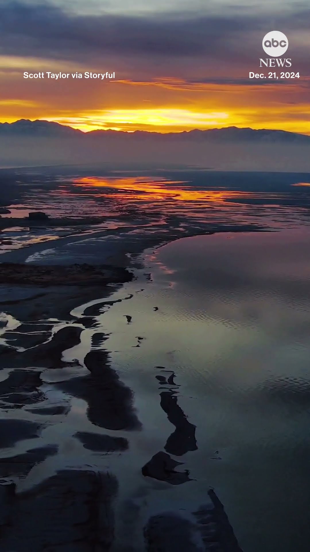 Drone footage captures stunning winter solstice sunset