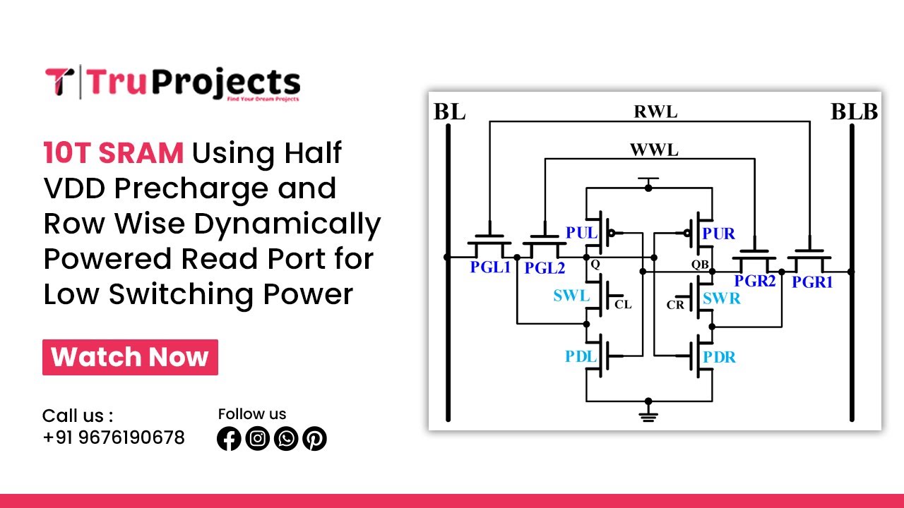 10T SRAM Using Half VDD Precharge and Row Wise Dynamically Powered Read Port for Low Switching Power