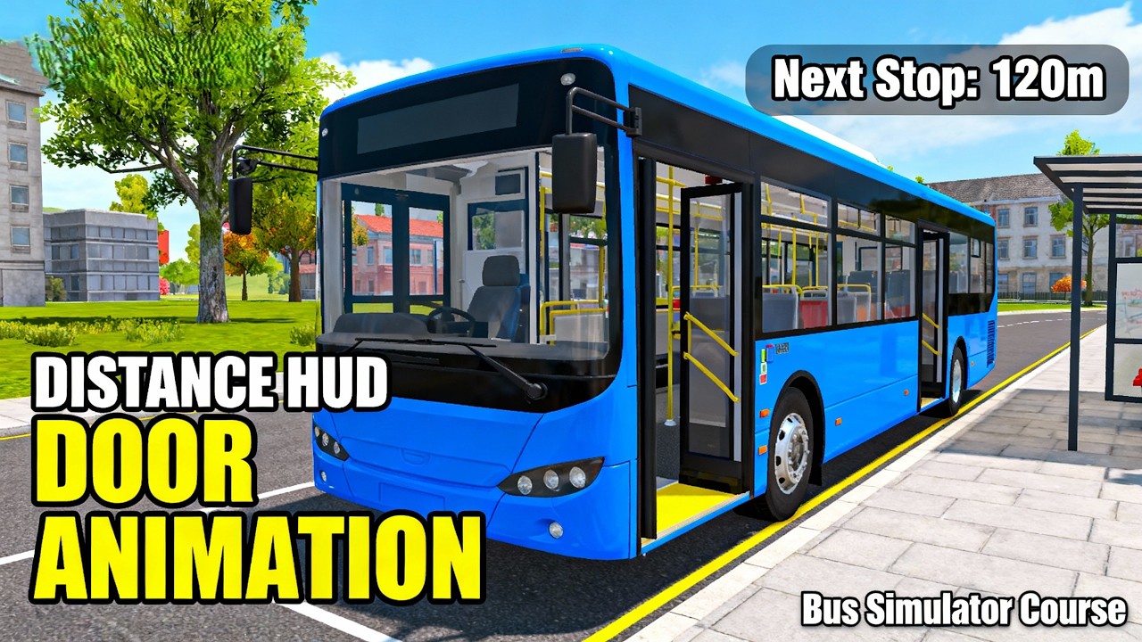 Add Distance HUD & Door Animation in Bus Simulator | Unity Bus Course ...
