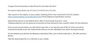 How to Obtain an Indian OCI Visa Passport Photo