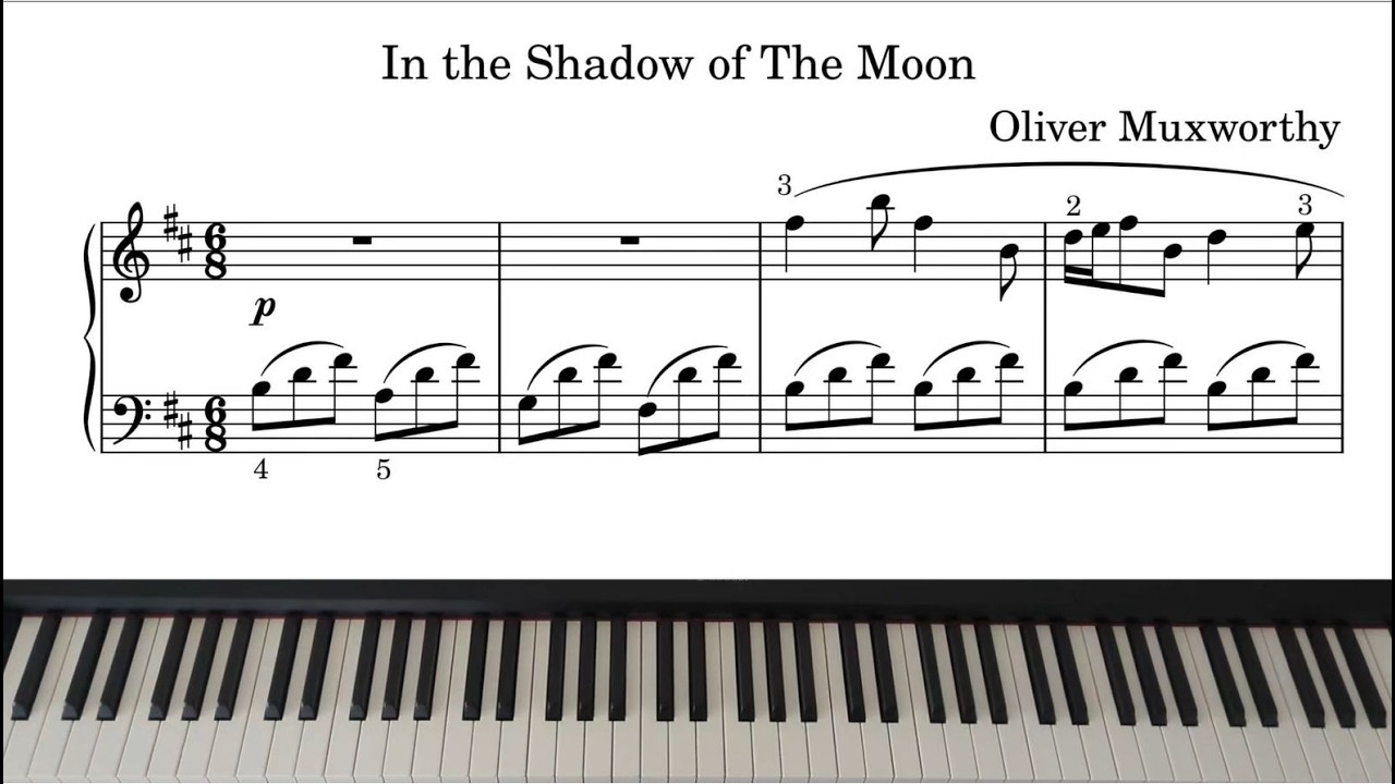 In the Shadow of The Moon - Oliver Muxworthy | Medium difficulty Piano Version with Sheets