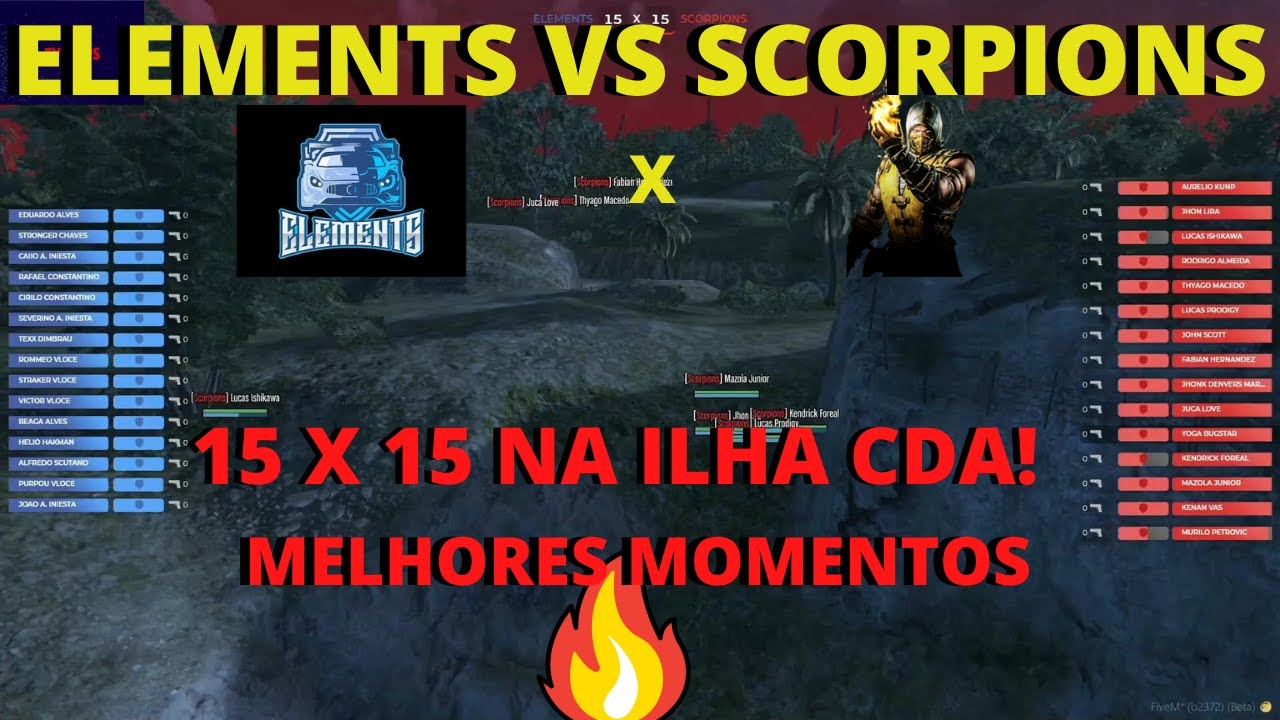 ELEMENTS VS SCORPIONS! 15X15 NA ILHA MELHORES MOMENTOS TODAS KILLS