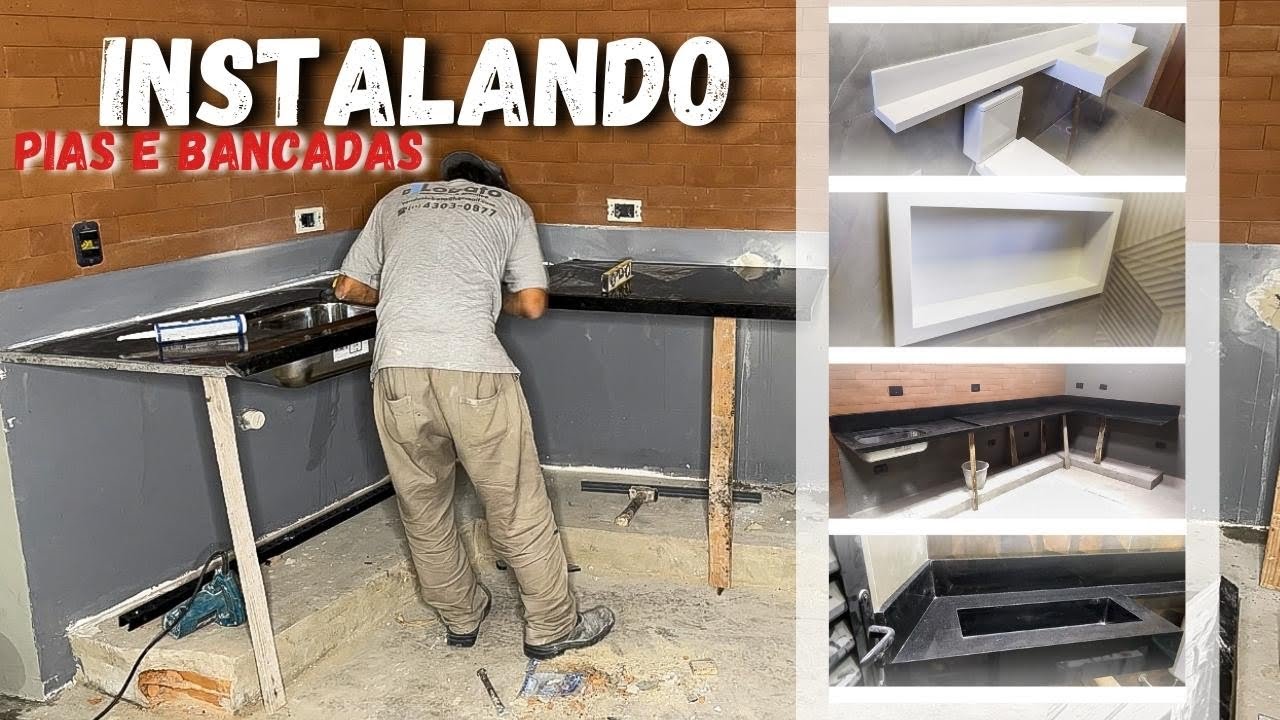 INSTALAÇÃO DE PIAS COM BANCADAS DE  GRANITO OU MÁRMORE - GARAGEM 7008 - LEKA COM K