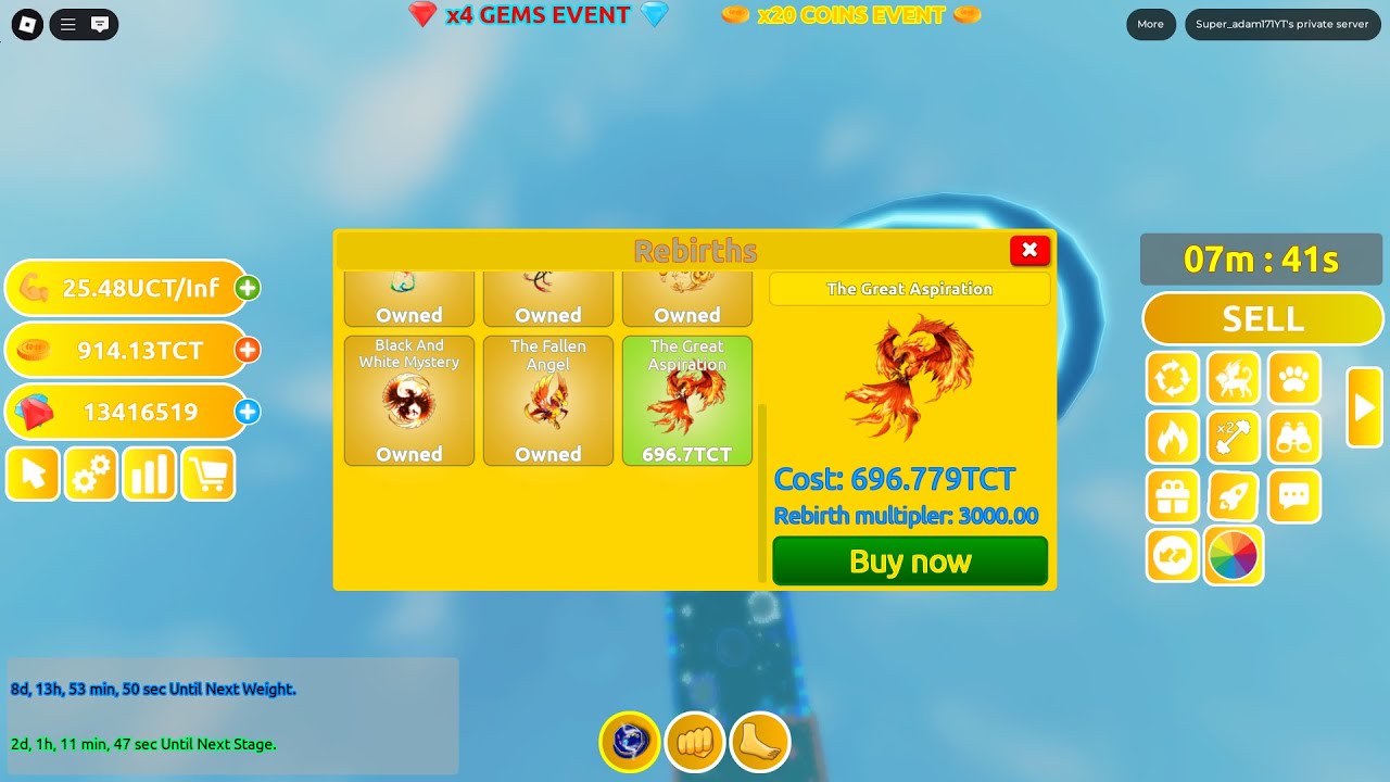 Getting 9Th Rebirth And Stages And Weights In Fast Lifting Simulator ...