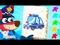 🚒 What color are the police cars? 🚒 Learn to paint with Superzoo!