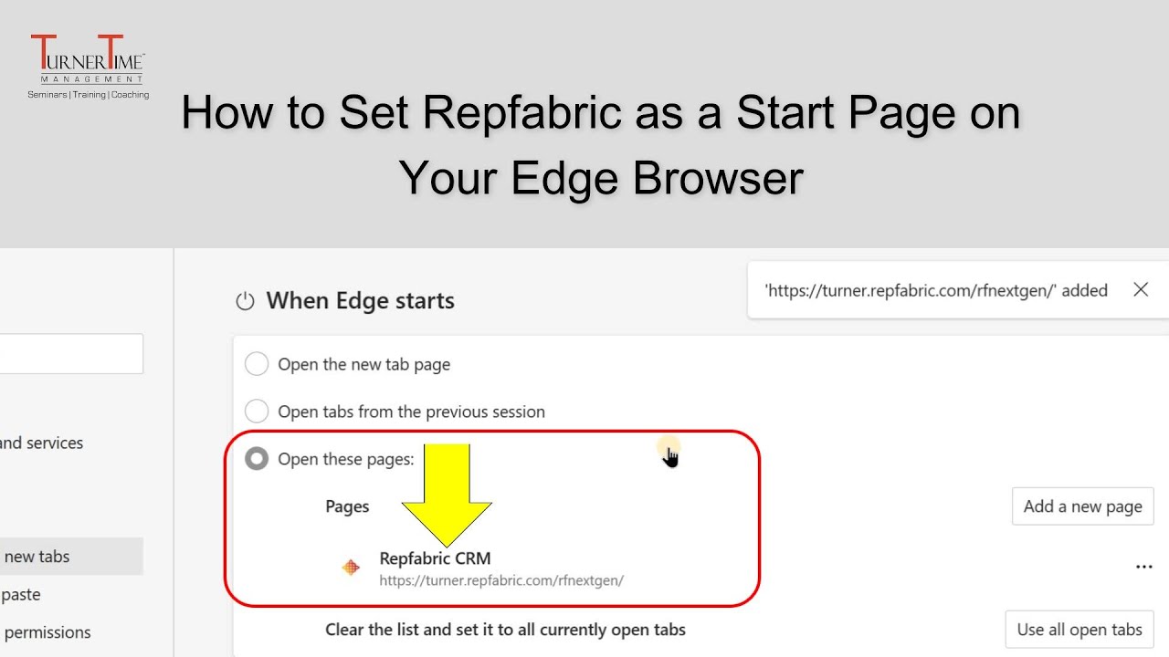 How To Set Repfabric As A Start Page On Your Edge Browser TurnerTime