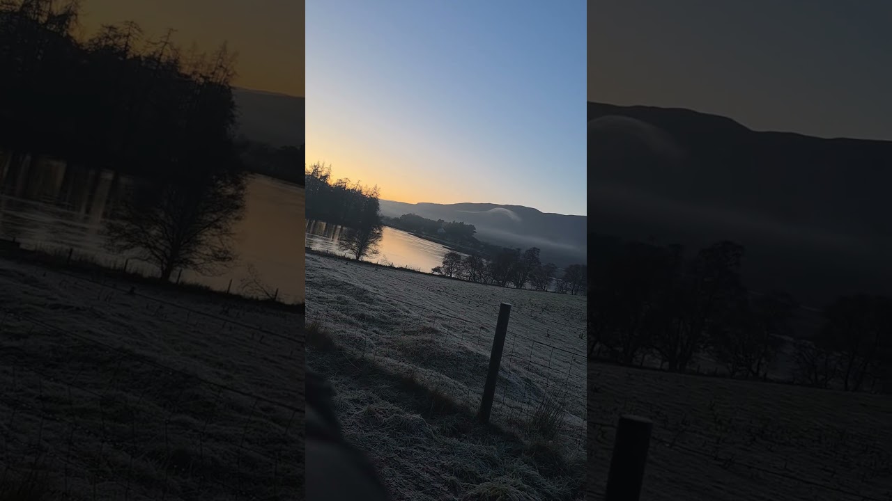 Frozen Lake, Clouds below Mountains, Temp. -4 in Scotland, UK 