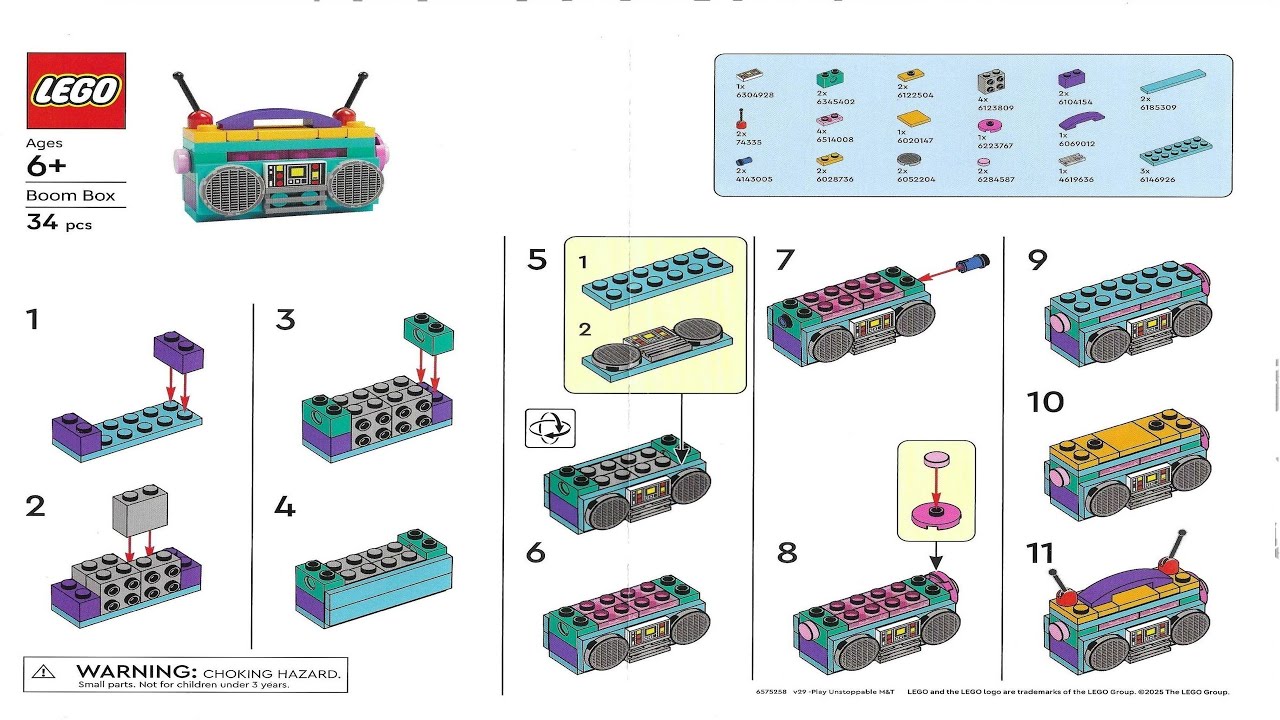 🎀 LEGO instructions 🎀 Promotional 🎀 6575258 🎀 Boom Box