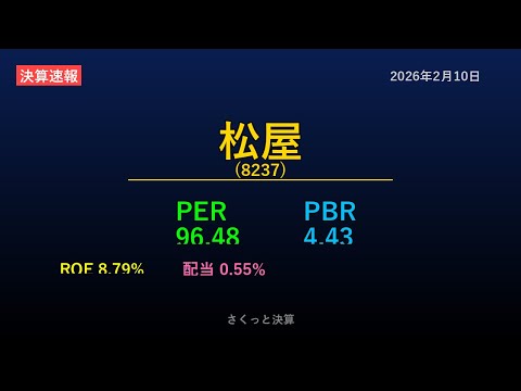 【8237】松屋 2026年2月10日 決算サマリー