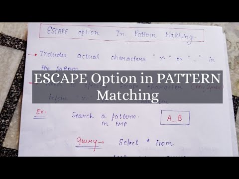 ESCAPE OPTION IN PATTERN MATCHING|#masterSQL