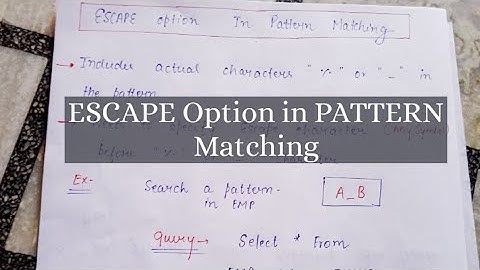 ESCAPE OPTION IN PATTERN MATCHING|#masterSQL
