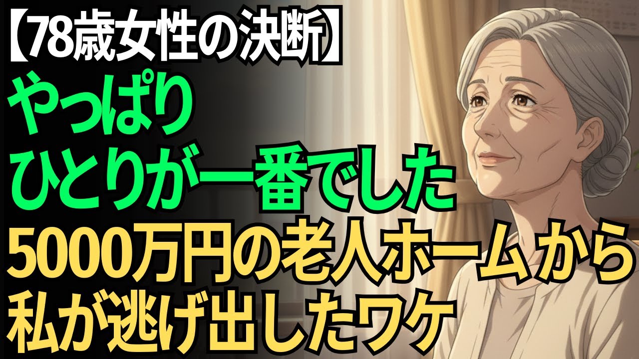 【78歳の決断】5000万円の高級老人ホームから私が逃げ出したワケ｜やっぱりひとりが一番でした