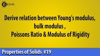 Famous Derive relation between Young's modulus, bulk modulus , Poisson Ratio & Modulus of Rigidity Profile
